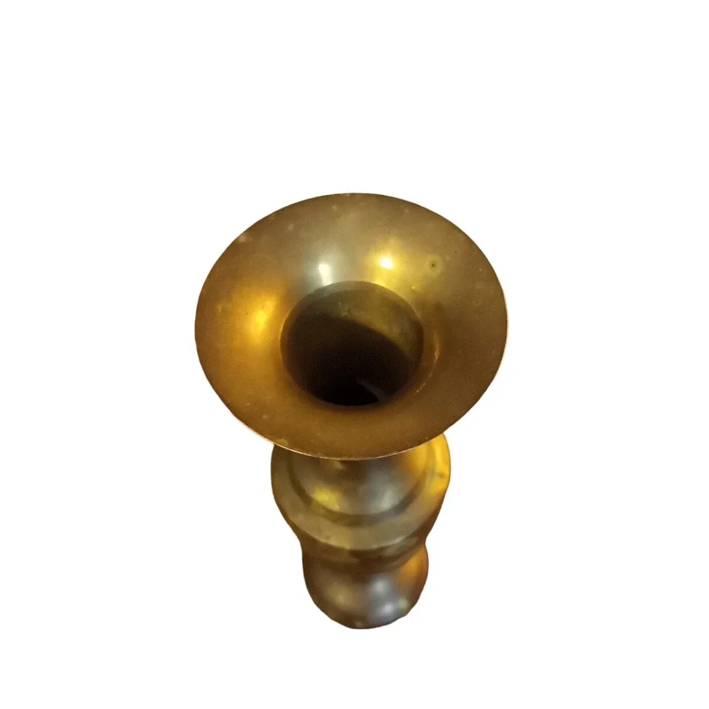Brass Bud Vase Heavy Metal Vintage Made in India 10